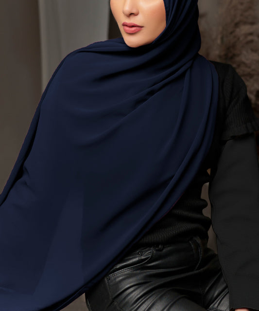 Plain Chiffon - Navy Blue